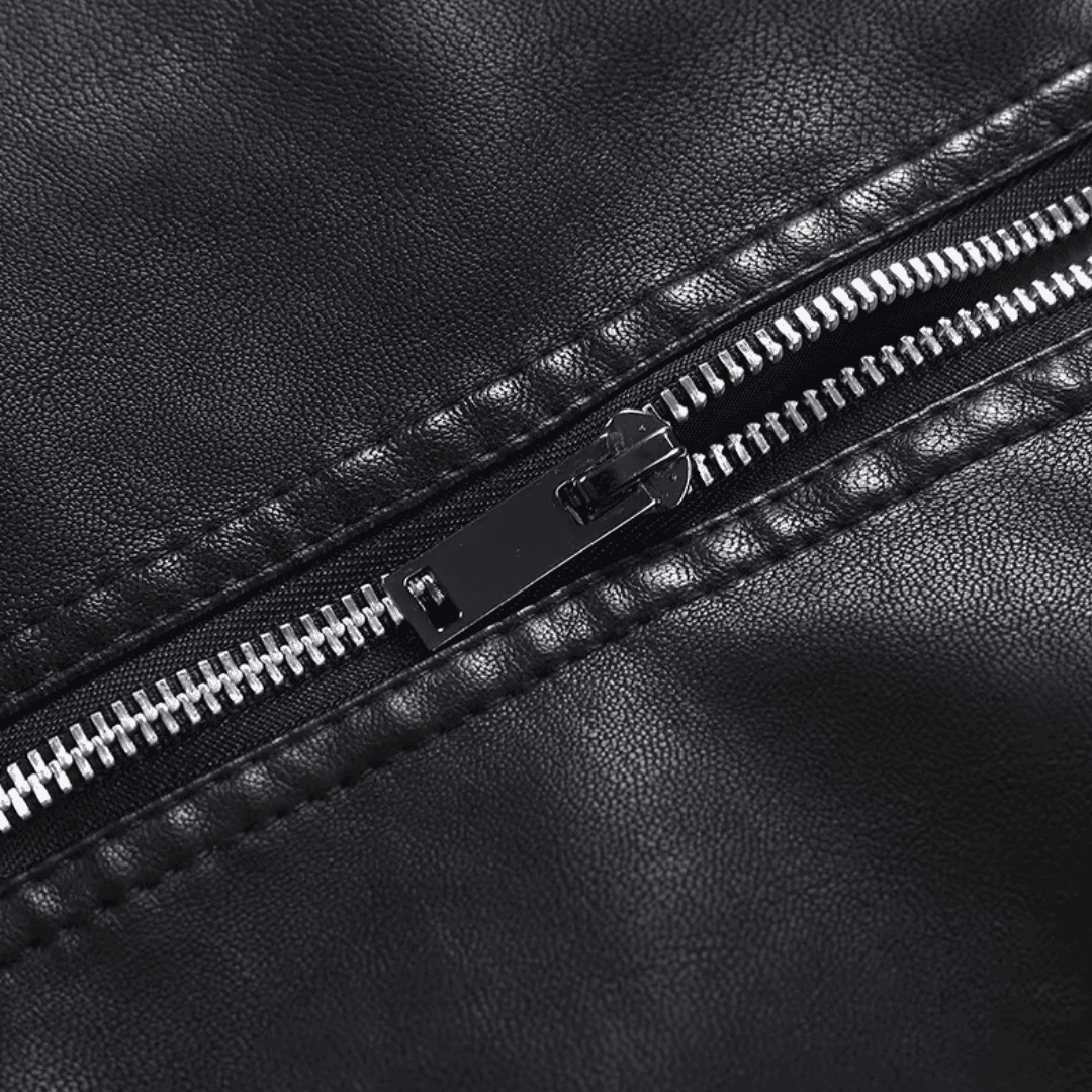 Jaqueta Masculina de Couro Estilo Motoqueiro