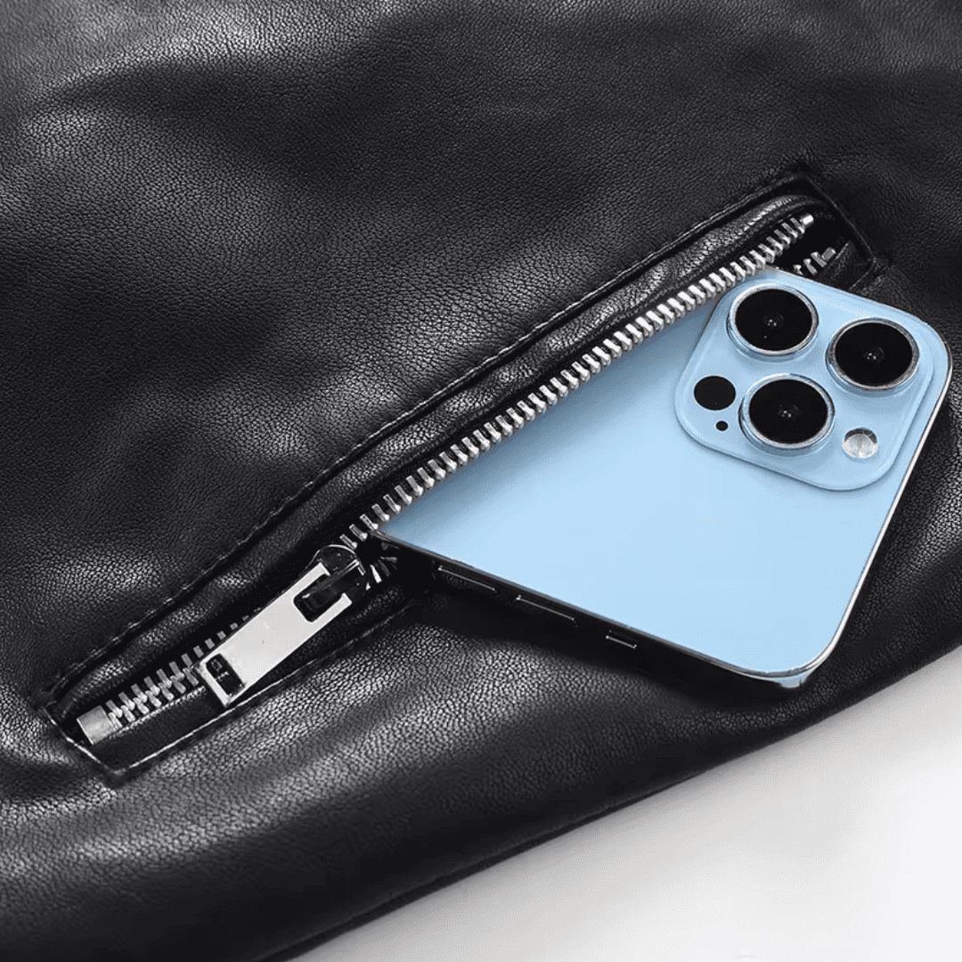 Jaqueta Masculina de Couro Estilo Motoqueiro