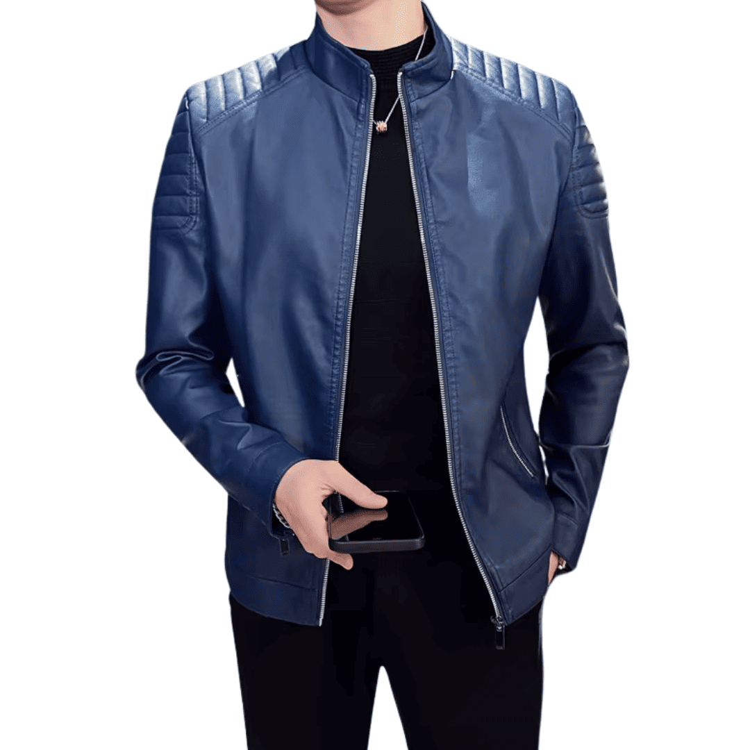 Jaqueta Masculina de Couro Estilo Motoqueiro