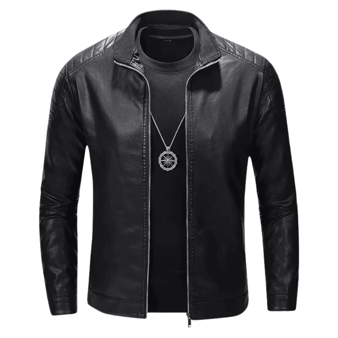 Jaqueta Masculina de Couro Estilo Motoqueiro