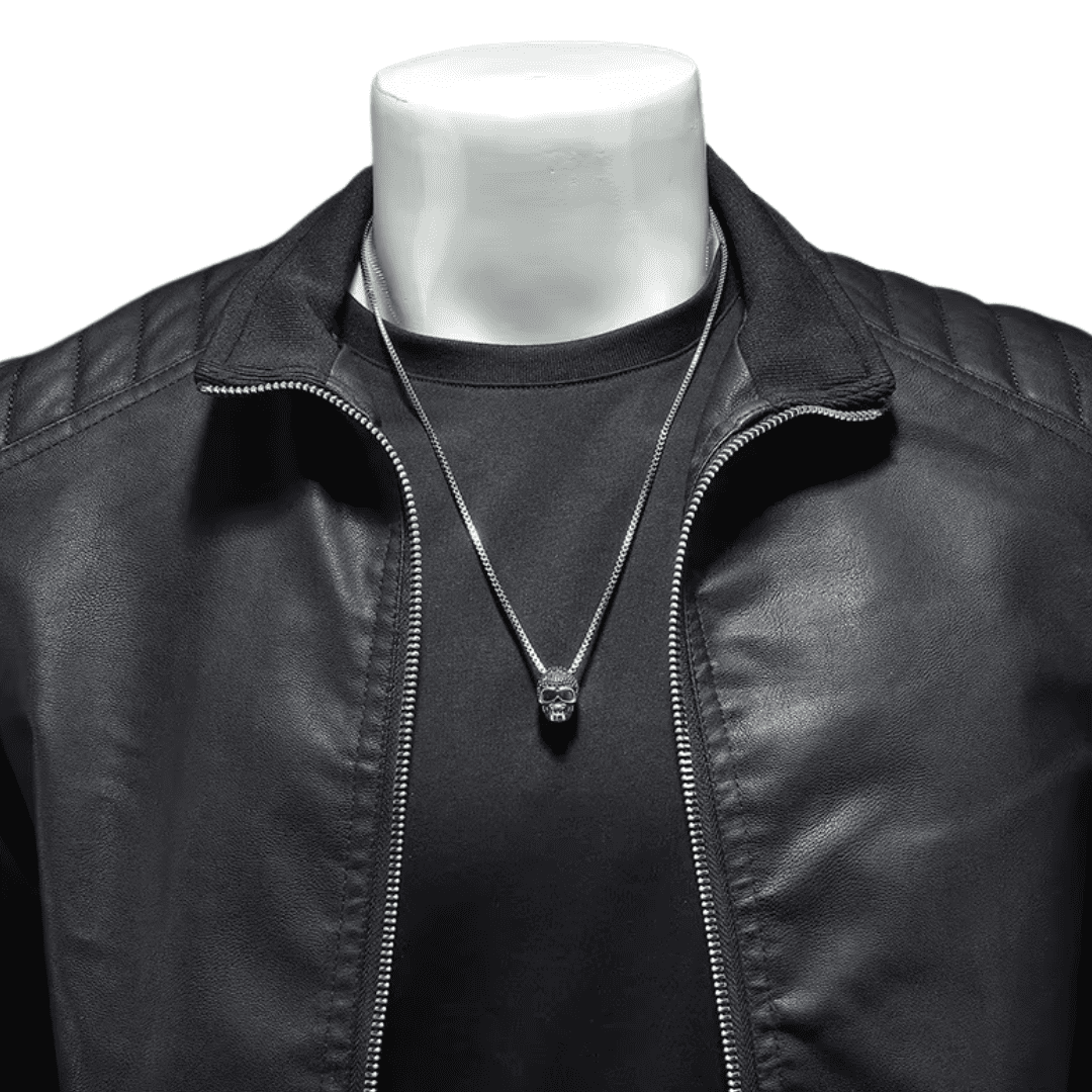 Jaqueta Masculina de Couro Estilo Motoqueiro