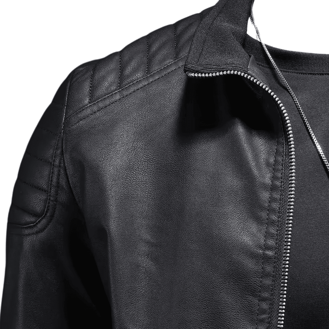 Jaqueta Masculina de Couro Estilo Motoqueiro