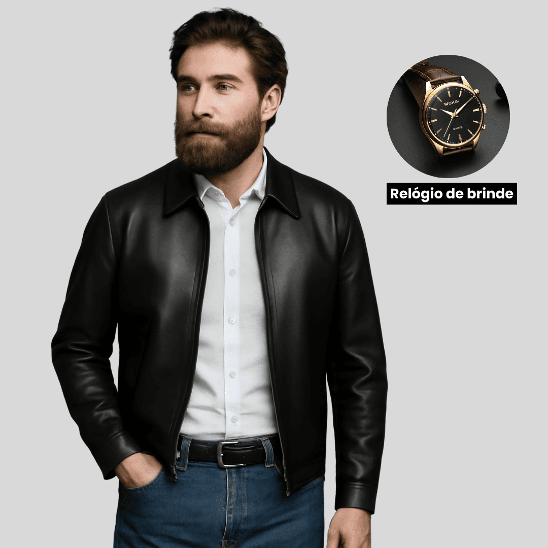 Jaqueta de Couro Masculina Executive