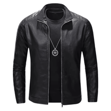 Jaqueta Masculina de Couro Estilo Motoqueiro