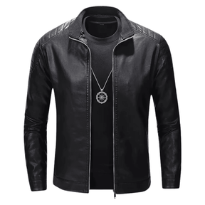 Jaqueta Masculina de Couro Estilo Motoqueiro