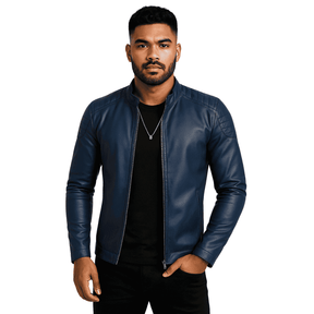 Jaqueta Masculina de Couro Estilo Motoqueiro
