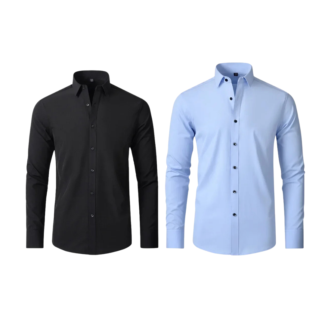 Kit 02 Camisa Social Masculina Lisa Anti-Amassado
