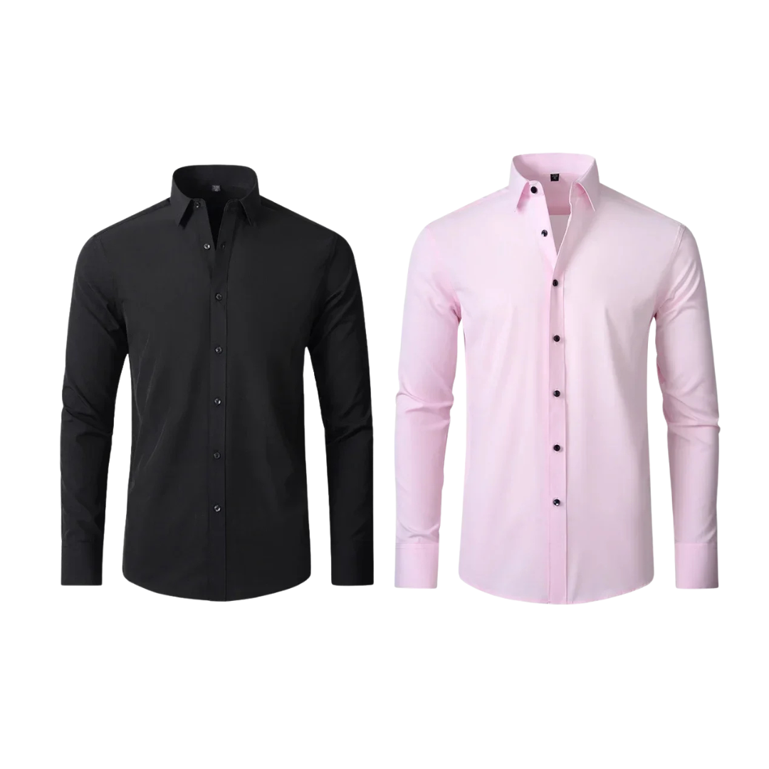 Kit 02 Camisa Social Masculina Lisa Anti-Amassado