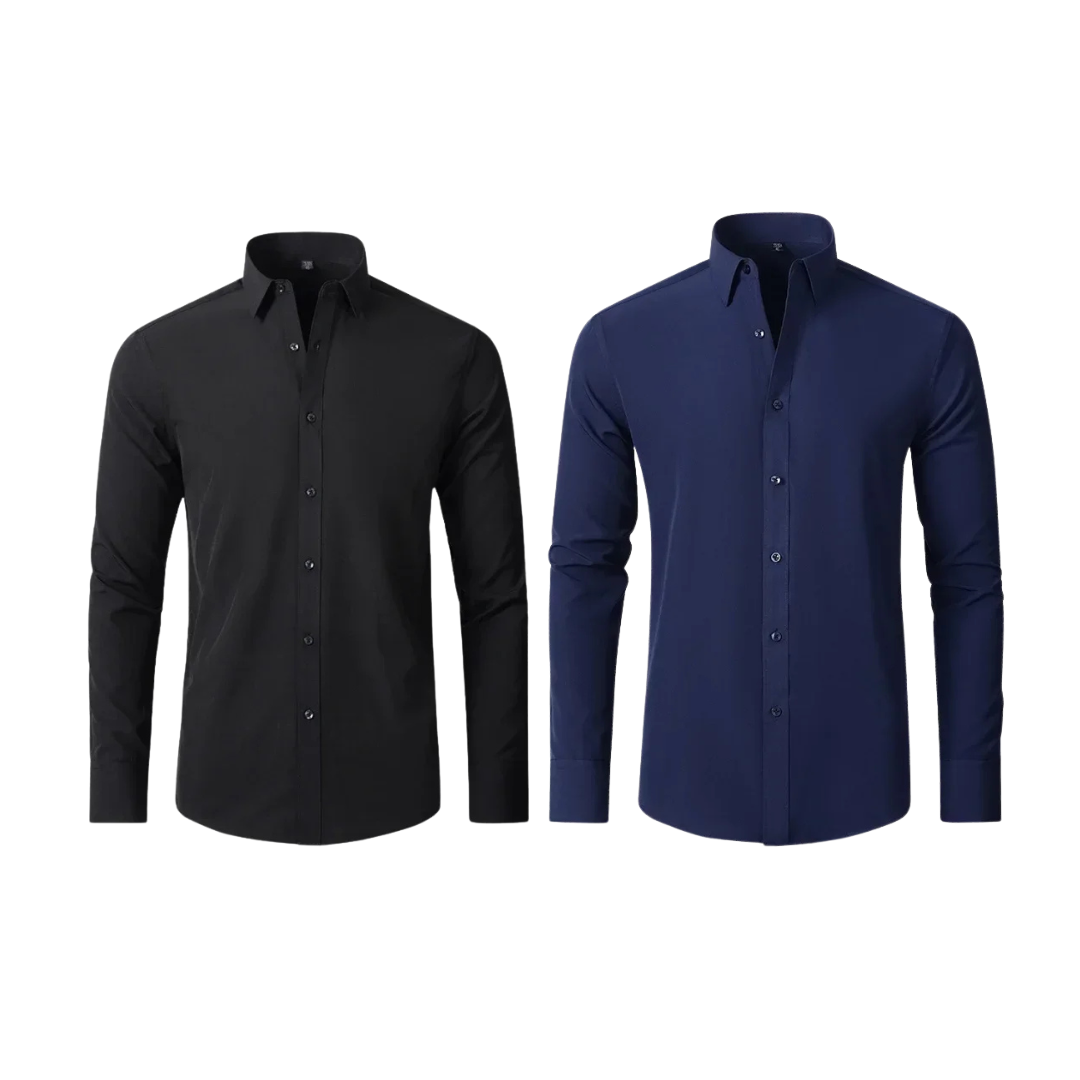 Kit 02 Camisa Social Masculina Lisa Anti-Amassado