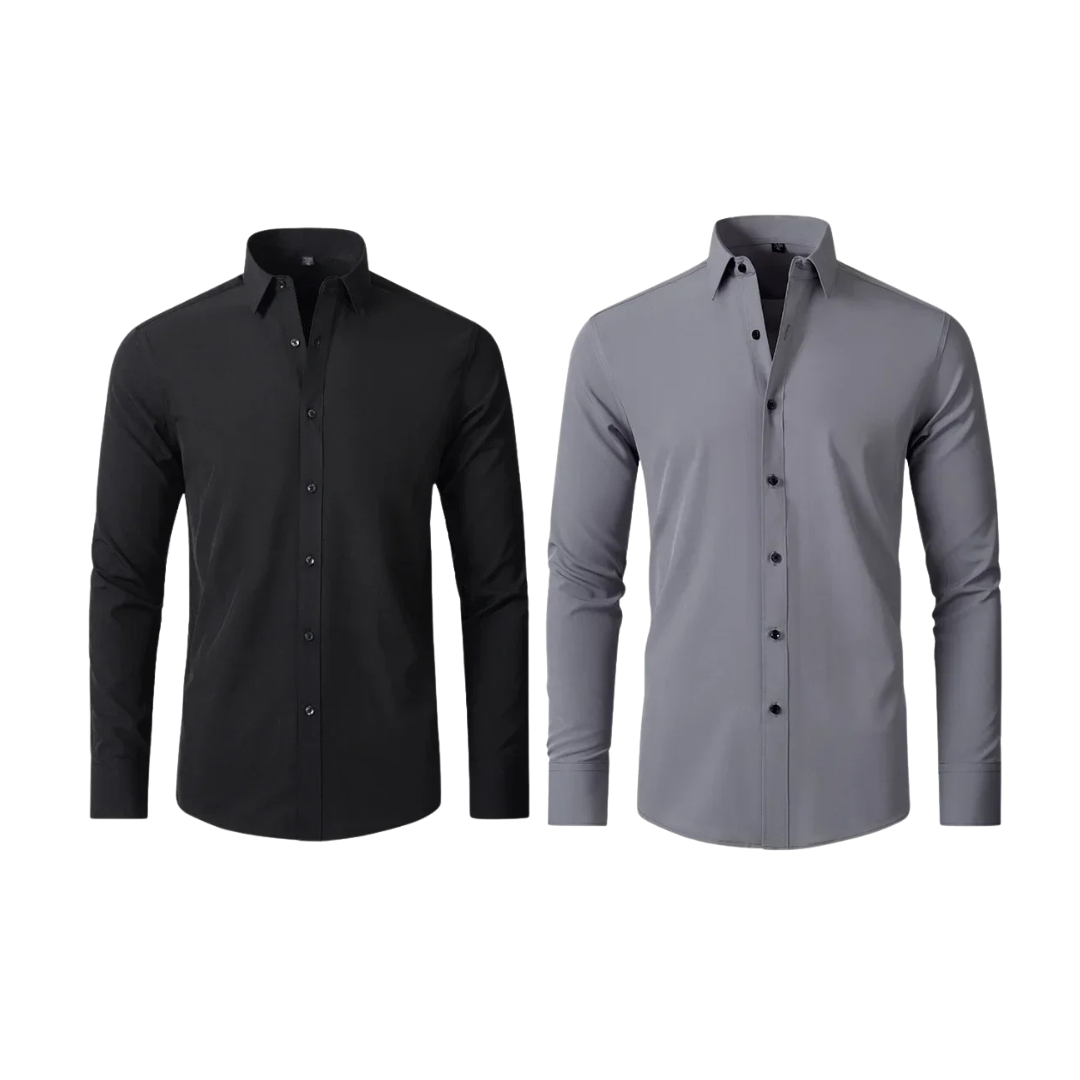 Kit 02 Camisa Social Masculina Lisa Anti-Amassado