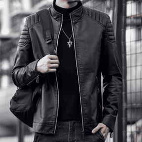Jaqueta Masculina de Couro Estilo Motoqueiro