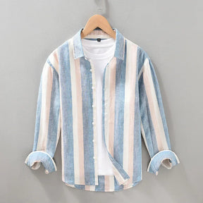 Camisa de Linho Masculina Listrada