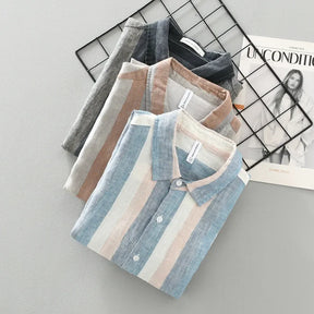 Camisa de Linho Masculina Listrada