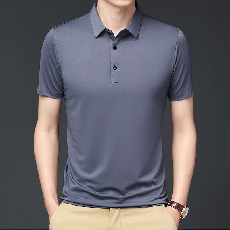 Camisa Polo Premium em Seda Gelo