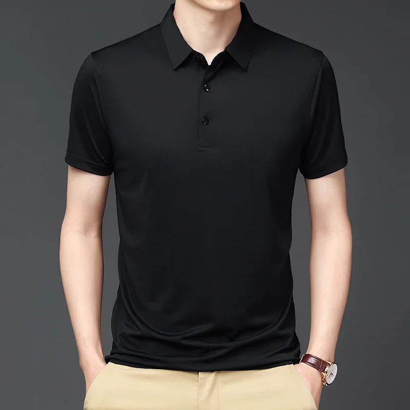 Camisa Polo Premium em Seda Gelo