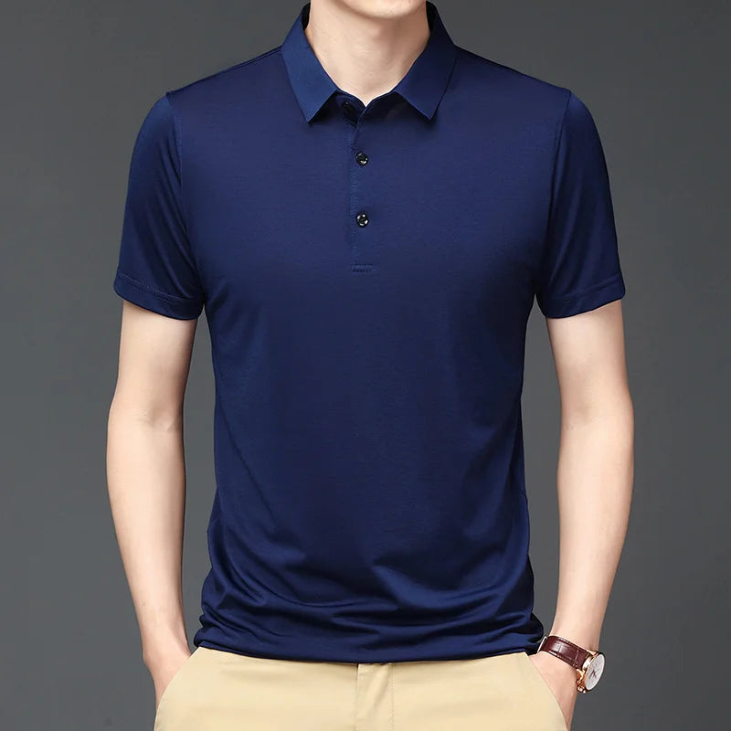Camisa Polo Premium em Seda Gelo