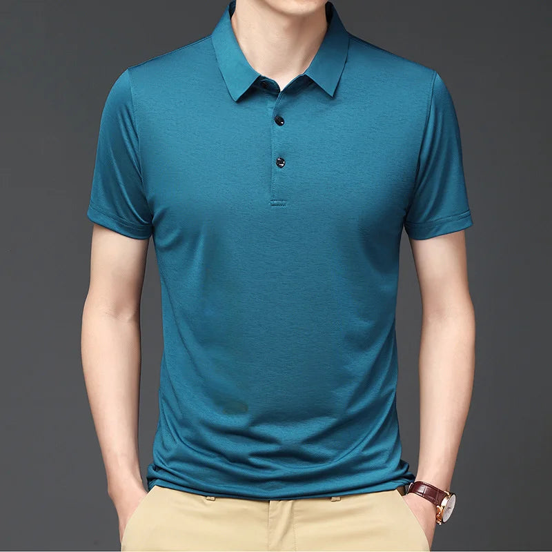 Camisa Polo Premium em Seda Gelo