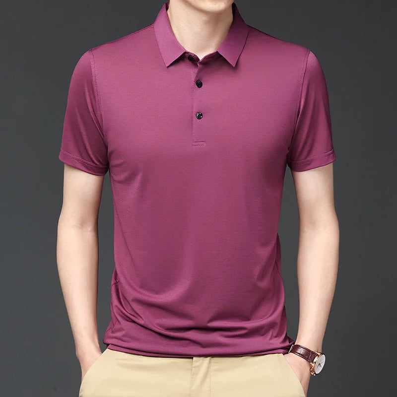Camisa Polo Premium em Seda Gelo