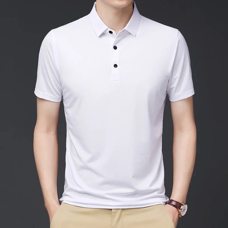 Camisa Polo Premium em Seda Gelo
